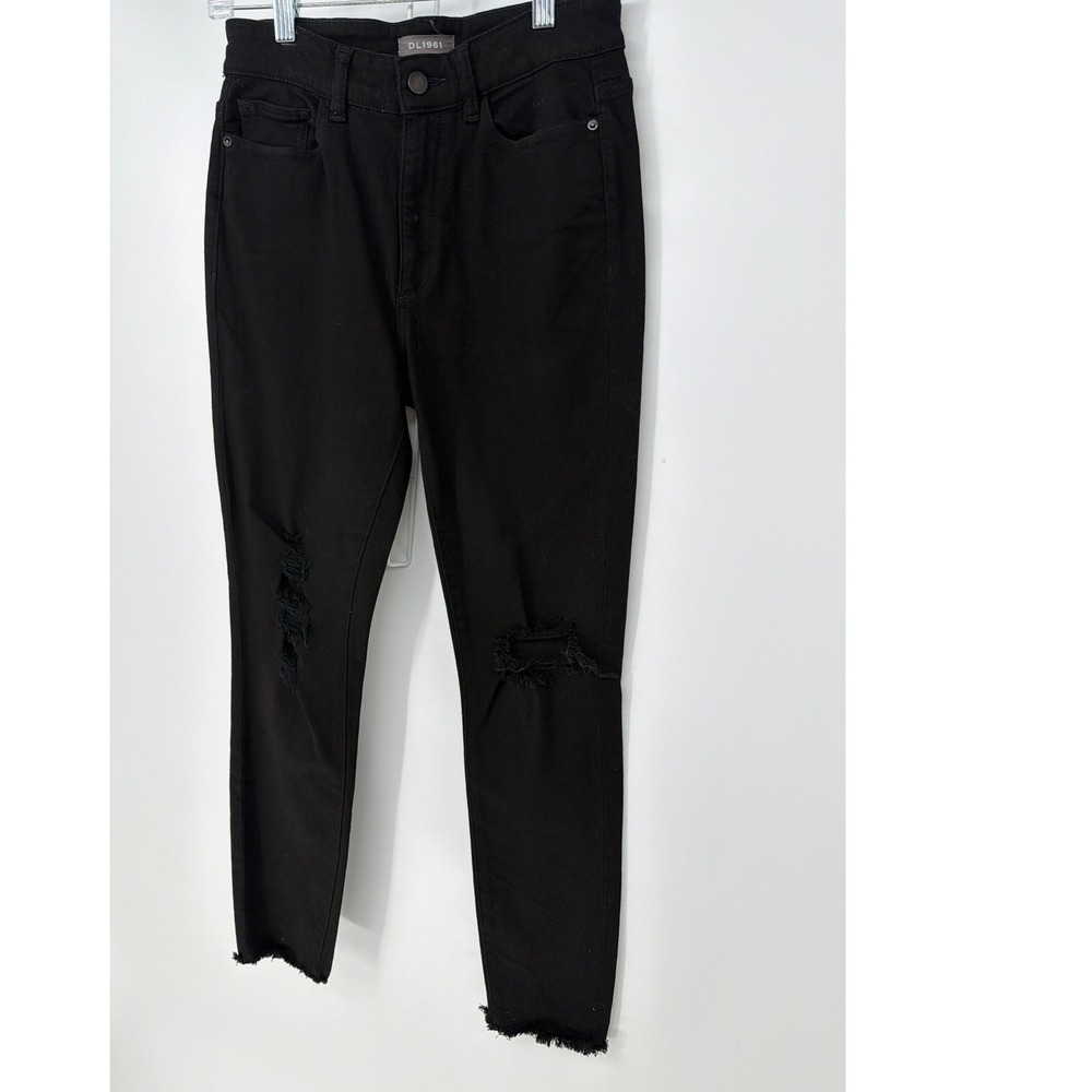 DL1961 Farrow Ankle Jeans Women 26 Black Distressed High Rise Skinny Edgy Grunge